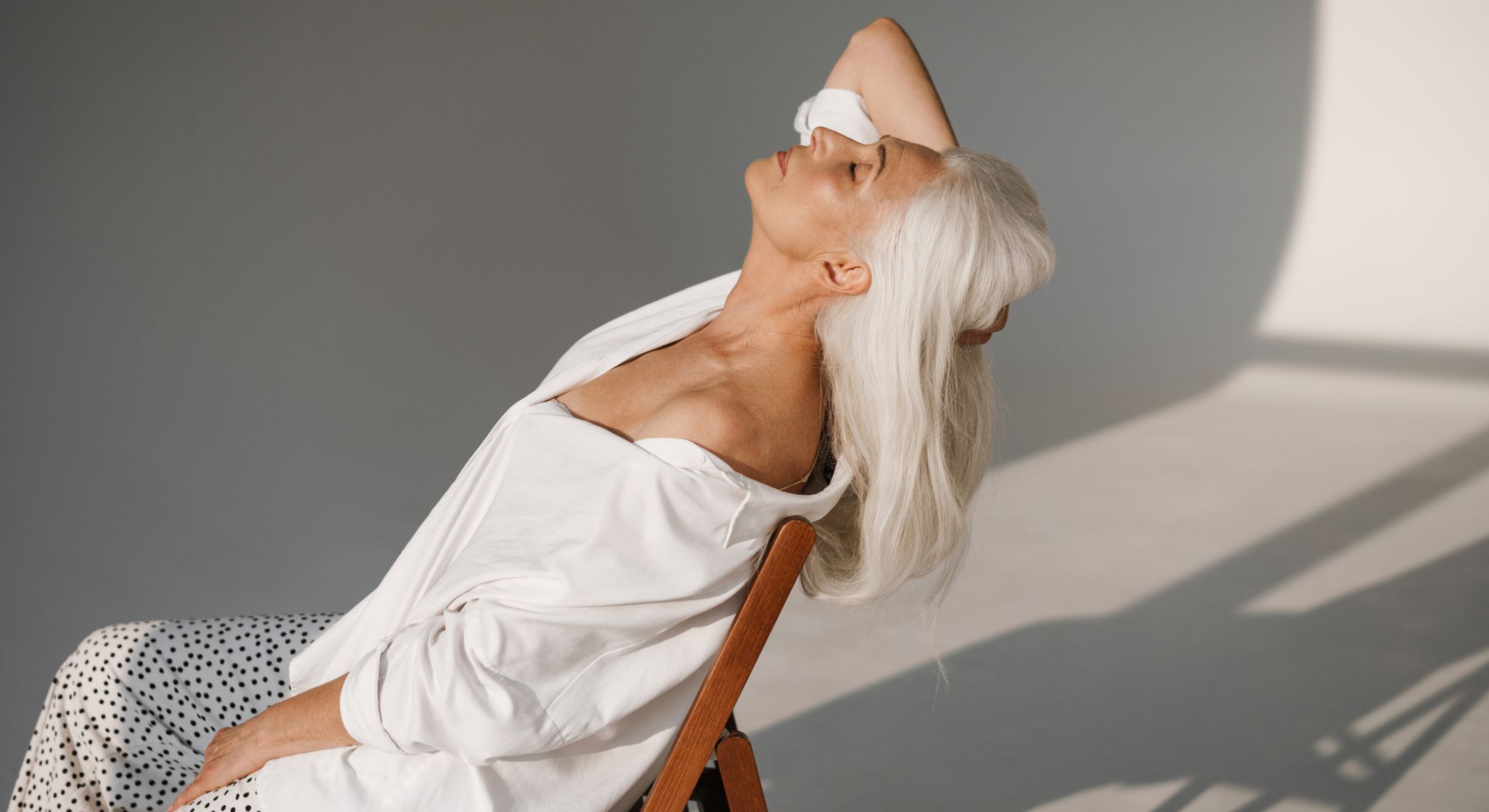 manhattan wellness spa model with white hair